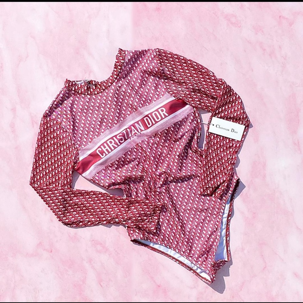 CD Dup and Red Patterned Long Sleeve Bodysuit